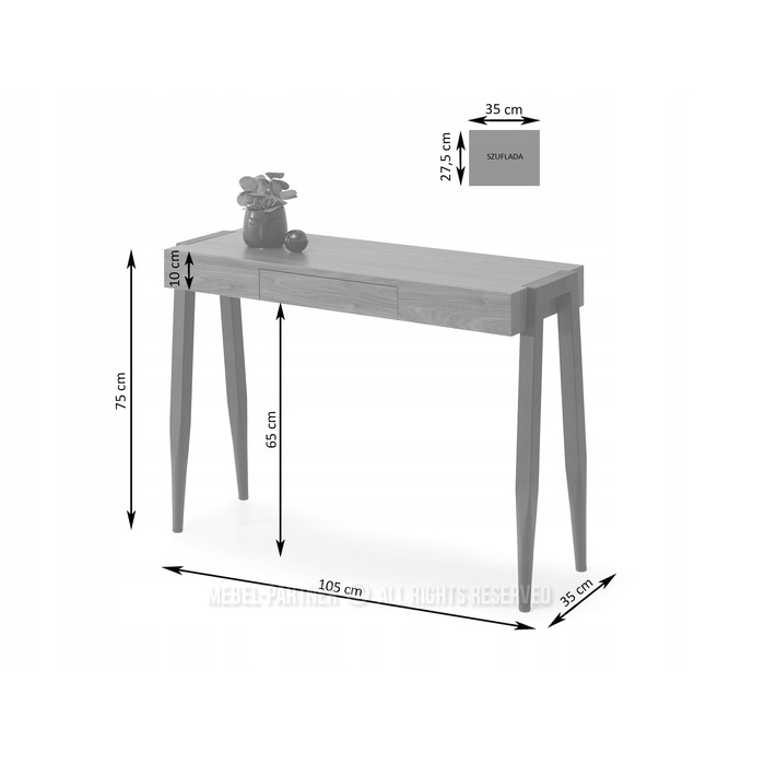 Консольний столик Mebel-Partner, чорний/горіх, напівглянцевий, 105 x 75 x 35 см