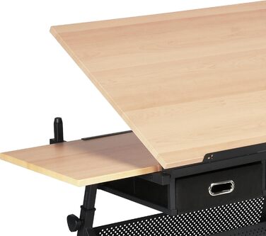 Yaheetech Adjustable Drafting Table with Stool and Drawers - Height Adjustable Desk for Architects, Technicians, and Students - Wood Finish