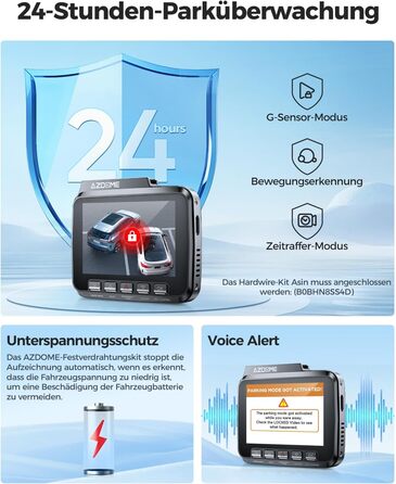 Відеореєстратор AZDOME GS63H Pro 4K з WiFi, GPS, Нічне бачення, 170° та Park Monitoring