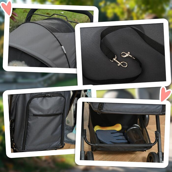 Візок для тварин PawHut - зручний прогулянковий візок для собак та котів, сірий, 76,5 x 52 x 95 см