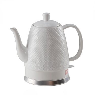 Електричний чайник з кераміки, 1,5 л, знімний кришка, білий - Дизайн Sakura, лебідячий ніс