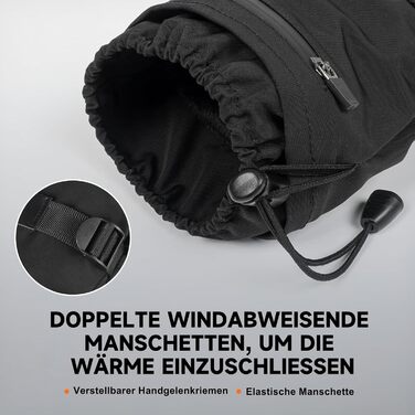 Гріючі рукавички з акумулятором 6000mAh USB, для жінок та чоловіків, 3 режими нагріву, водонепроникні, сенсорні, чорний, EU