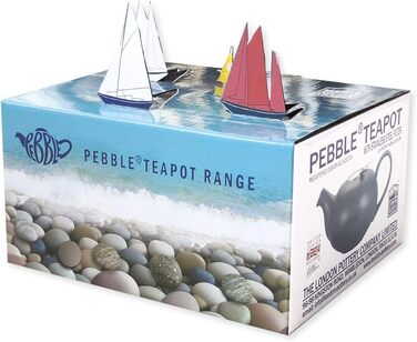 LONDON POTTERY Pebble Teapot with infuser for loose tea, stoneware, (2 Cup (500 ml), Light Blue Speckled)