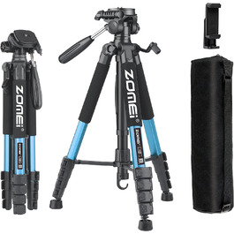 Штатив ZOMEi 188см - професійний для фото та відео, сумісний з DSLR, телефонами, проекторами (чорний, блакитний)