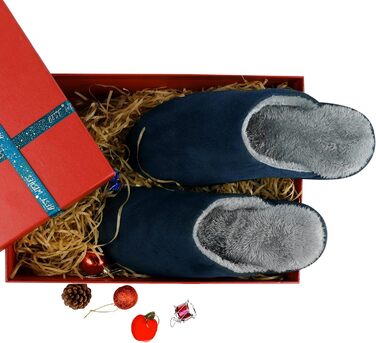 Тапочки чоловічі домашні, теплі, зручні, з плюшу, для дому та вулиці, розмір 38-47, синій/темно-синій, EU