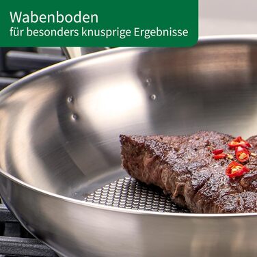 Fackelmann Chefkoch 2-Piece Stainless Steel Fry Pan Set - 28cm & 24cm - Induction Compatible & Dishwasher Safe