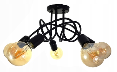 Підвісна LED-лампа ONE, чорна, стиль лофт, 5x E27
