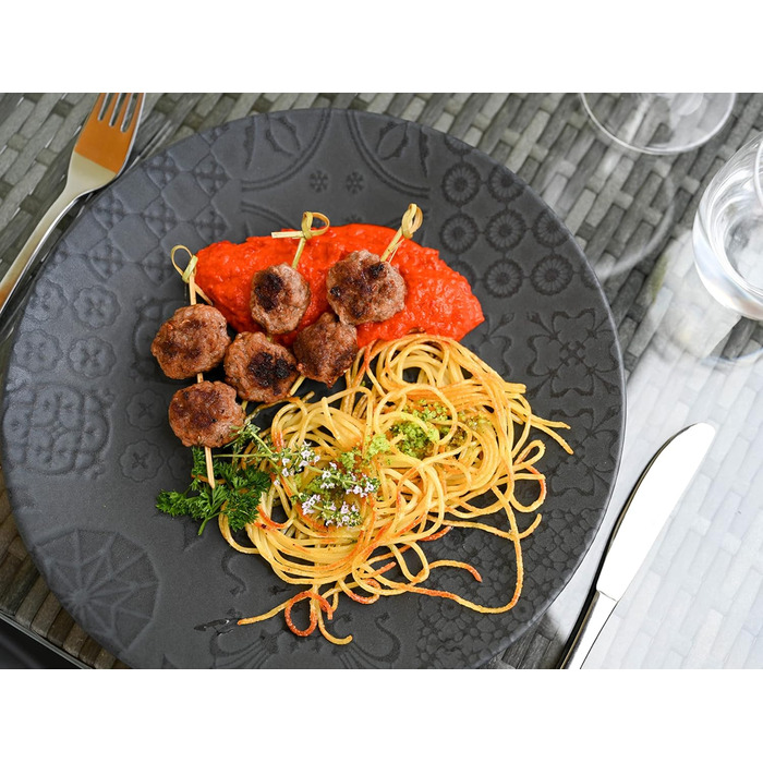 Набір керамічного посуду MÄSER Serie Tiles Vintage на 4 особи, чорний, 12 предметів (керамічні тарілки)