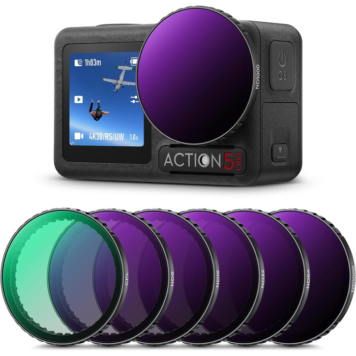 Фільтри нейтральної щільності K&F Concept ND8/16/32/64/1000 для DJI Osmo Action 4/5 PRO - комплект