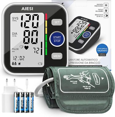 Тонометр на плече AIESI® Oberarm автоматичний цифровий професійний для дорослих A6, 120 пам'ять, мережевий адаптер та USB, гарантія 24 місяці