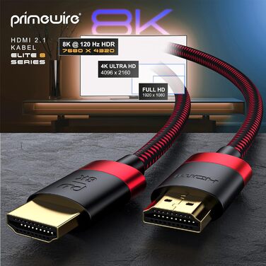 HDMI кабель 2.1/2.0 8K/4K - 5 метрів - 8K@60Hz/120Hz, 4K@240Hz, 48 Gbit/s, 3D, Ethernet, для TV, Blu-ray, PS5, Xbox Series X, Switch, чорний