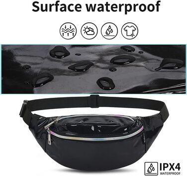 Жіноча поясна сумка-бананка: водонепроникна, з PU шкіри, для спорту, бігу, подорожей (чорна)