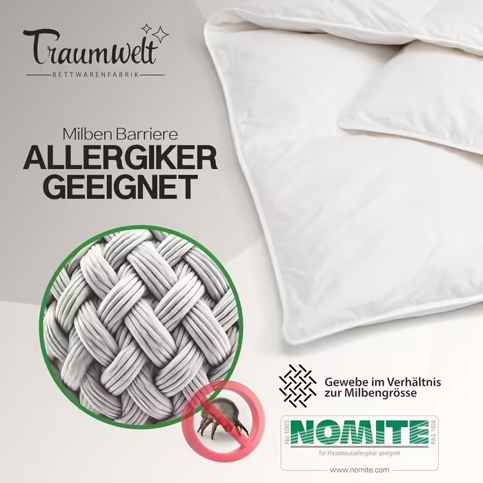 Dreamworld Nature Down Comforter Made in Germany, 135x200 cm, made of 90% down and 10% feathers, winter duvet, suitable for allergy sufferers (nomite), Öko-Tex 100 Class 1 certified, Downpass 135 x 200 cm winter duvet