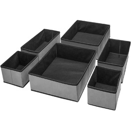 Puricon 13-Piece Storage Box Set Fabric Drawer Organizers/Organization System for Clothes Foldable Storage Boxes Set Boxes for Closet Bedroom - (6 Pieces, Grey)