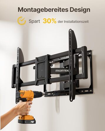 Кріплення для телевізора monTEK Full Motion з регулюванням, 37-84 дюйми, до 50 кг, VESA 600x400 мм, для дерев'яних підставок