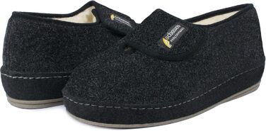 Чоловічі фетрові домашні тапочки Schawos 6064, теплі, з вовняною підкладкою, неслизькі, на липучці (42 EU, чорні)