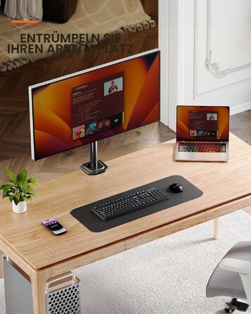 Кронштейн для монітора ErGear для екранів 13-32 дюймів, регульований навісний тримач (висота, нахил, поворот) для офісу та геймінгу, VESA 75x75/100x100 мм