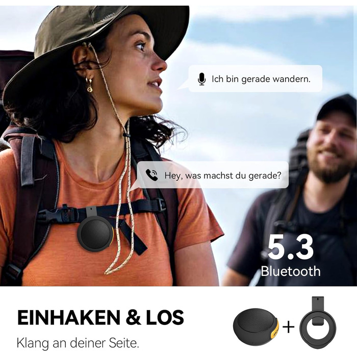 Портативна Bluetooth-колонка ANCwear з мікрофоном, на зап'ясті, білий шум (17 звуків), водонепроникна, для бігу, трекінгу та outdoor спорту, чорна