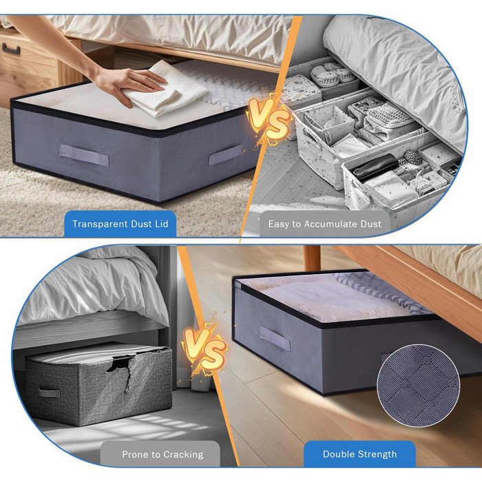 Комод під ліжко, 90л, органайзер для зберігання речей, коробка для білизни, постільної білизни, одягу (сірий)