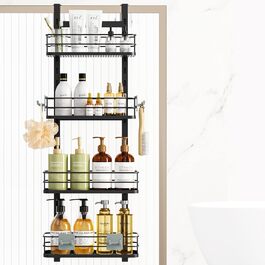 Дзеркальна поличка для душу Orimade, 5 ярусів, срібляста, з гачками, для ванної кімнати, з мильничкою, на присос, нержавіюча сталь