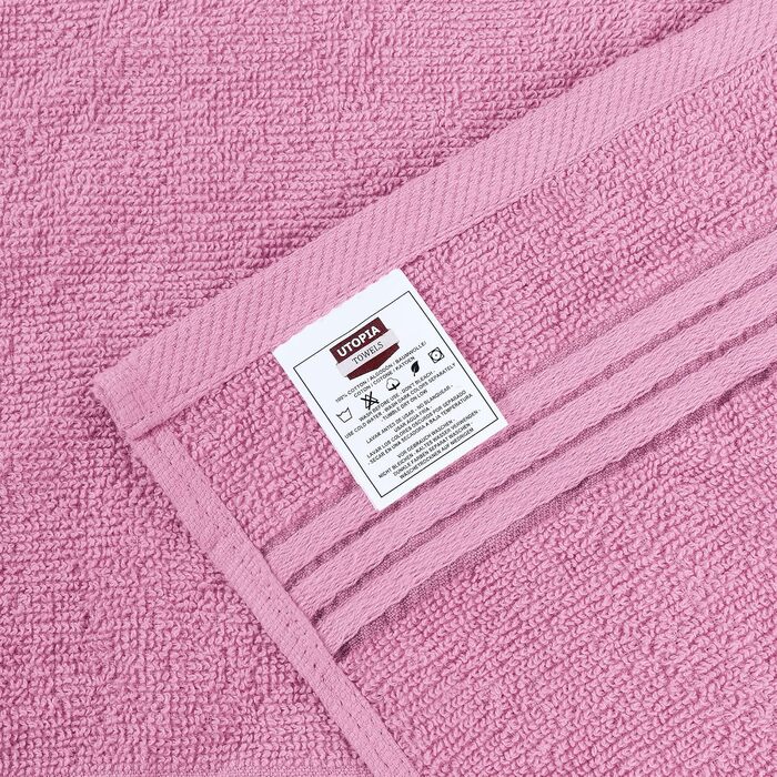 Набір розкішних махрових рушників для обличчя та тіла Utopia Towels, 100% бавовна, 30x30 см, м'які та гігроскопічні, колір Rose, 12 шт.