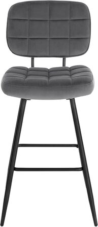 EUGAD Velvet & Metal Bar Stools 2-Pack - Padded Kitchen Counter Stools with Footrest & Backrest - Dark Gray