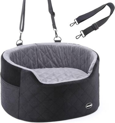 Dog Car Seat Backrest, Middle Seat, Less than 70 cm, Dog Bed for Car Back Seat with Thick Padding for Pet Travel, Waterproof and Washable, Dog Car Seat Backrest with 2 Safety Leashes (M, Black + Gray)