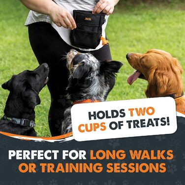 Сумка для ласощів Mighty Paw для собак: навчання та тренування | Зручна сумка для ласощів на руці для собак | Оранжево-чорна