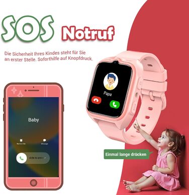 Дитячий смарт-годинник Blackview Kinder 4G: GPS, SIM-карта, відеодзвінки, SOS, дзвінки, чат, SMS, шкільний режим, лічильник кроків – Персиково-рожевий