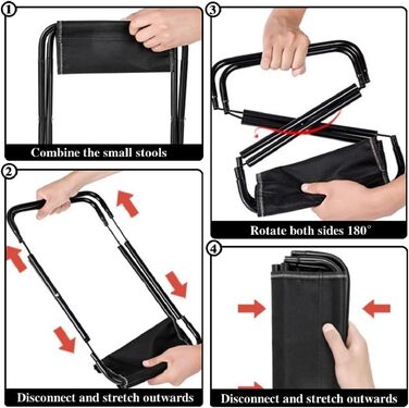 Зручний складаний стілець для кемпінгу Kiuiom: рибалка, пікнік, трекінг, полювання, туризм. Чорний. Максимальне навантаження 220 фунтів.