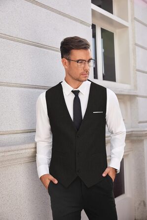 Костюмний жилет чоловічий COOFANDY з кишенями, чорний, розмір XXL