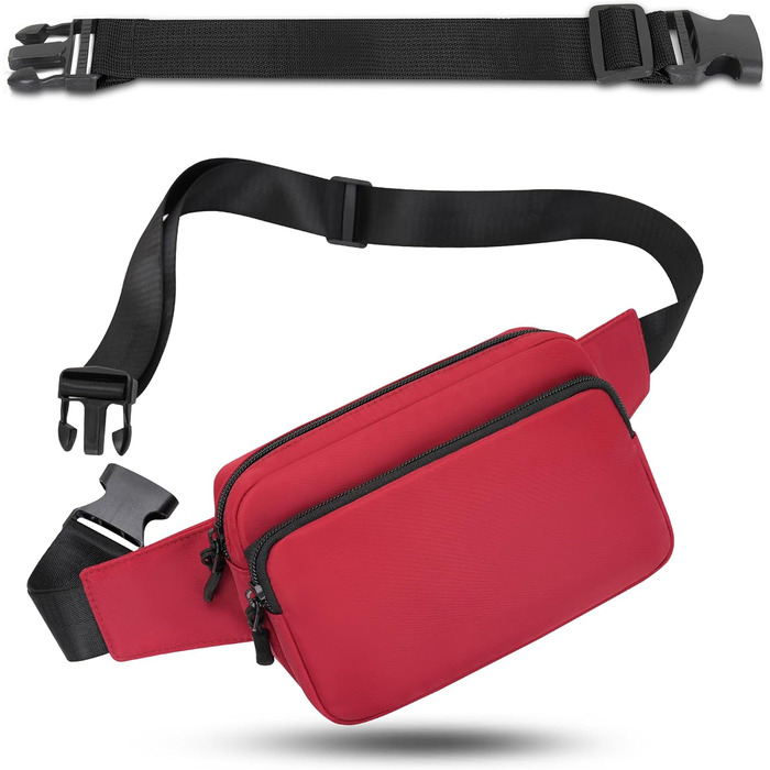 Поясна сумка на пояс, на стегно, унісекс, з регульованим ремінком, 30 см, для подорожей, активного відпочинку, прогулянок з собакою, чоловіча та жіноча (червона)