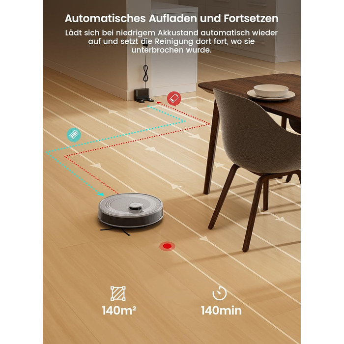 Робот-пилосос LEFANT M2 з функцією миття підлоги, 6000Pa, LiDAR-навігація, зони заборони, керування через додаток/Alexa, ідеальний для шерсті тварин, килимів та твердих підлог M2G
