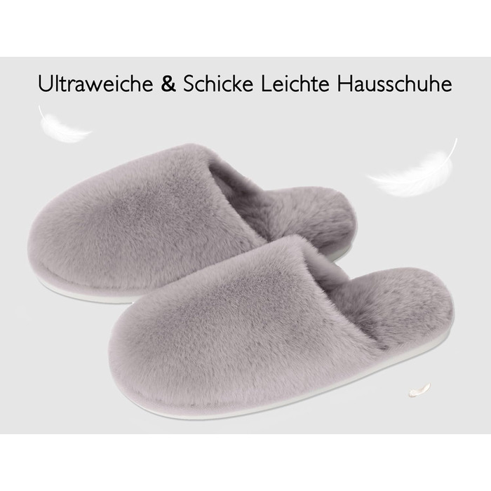 Тапочки зимові для жінок та чоловіків, теплі, з плюшем, з пам'яттю, антиковзкі, сірі (40.5/42 EU)