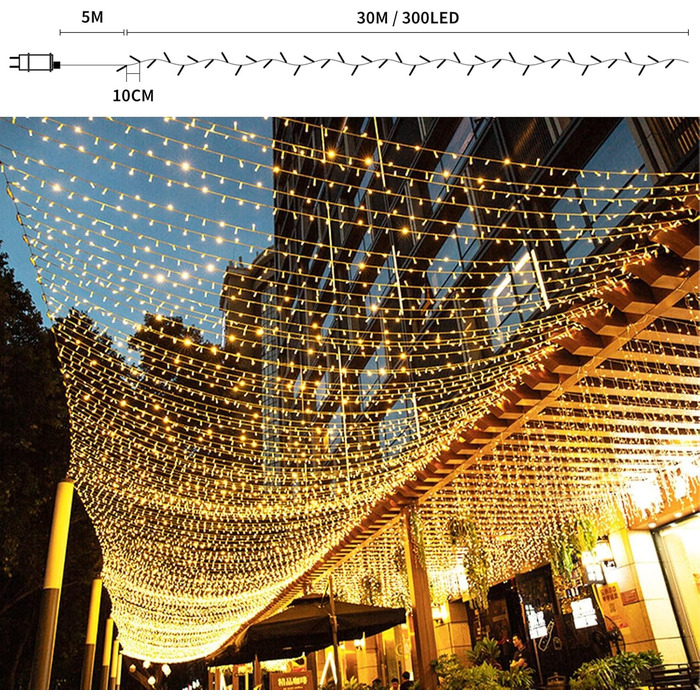 WOWDSGN Льохотна гірлянда для вулиці 20М, 2-в-1 LED гірлянда (Тепле біле & Класичне кольорове), сертифікований штекер GS, 11 режимів, пульт дистанційного керування & таймер, IP44 вологостійка різдвяна ілюмінація для саду, балкону, тепле біле/кольорове (зм