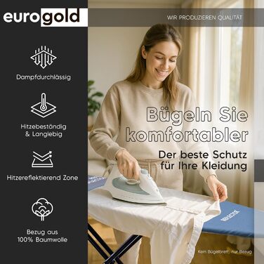 Чохол для прасувальної дошки Eurogold для парогенераторів, з тепловідображаючою зоною, еластичний, сірий (L-XL)