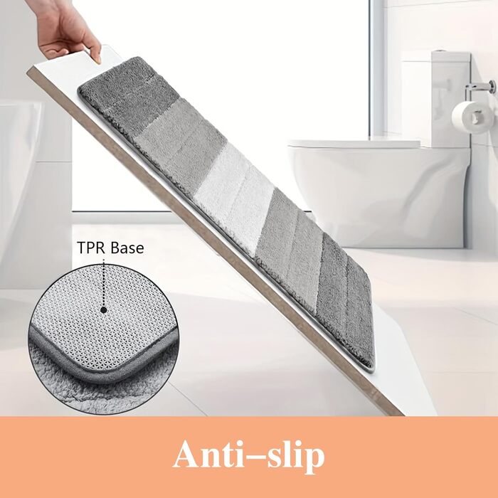 Килимок для ванної кімнати Wyewye з мікрофібри, супер вбираючий, сірий, 40 x 60 см