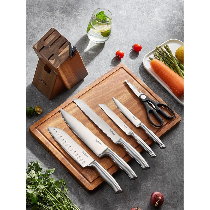 Набір кухонних ножів Messerblock Set: 7 ножів, шкарпетка, точилка, нержавіюча сталь