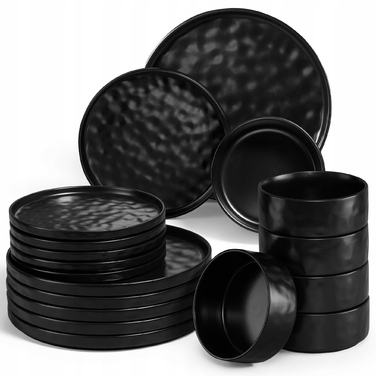 Набір керамічного посуду ONADER, 18 предметів, на 6 осіб, чорний