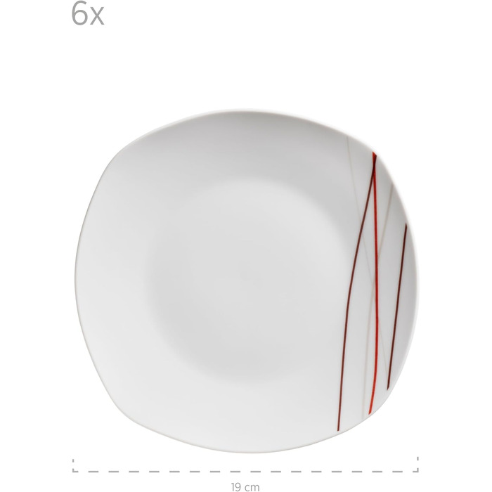 Набір посуду Masér Sencilla, 18 предметів: тарілки для супу, десертні тарілки, тарілки для їжі, порцеляна, білий