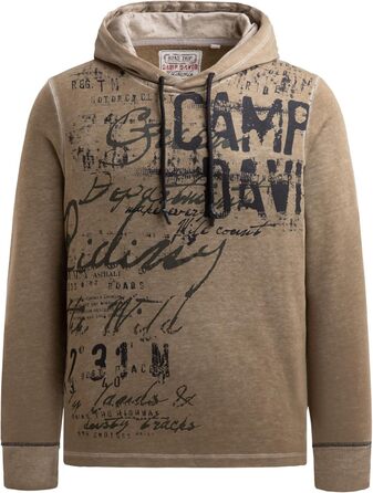 Чоловічий легкий худі Camp David з ефектом вигорання та малюнком (Стандарт, S, Бежевий)