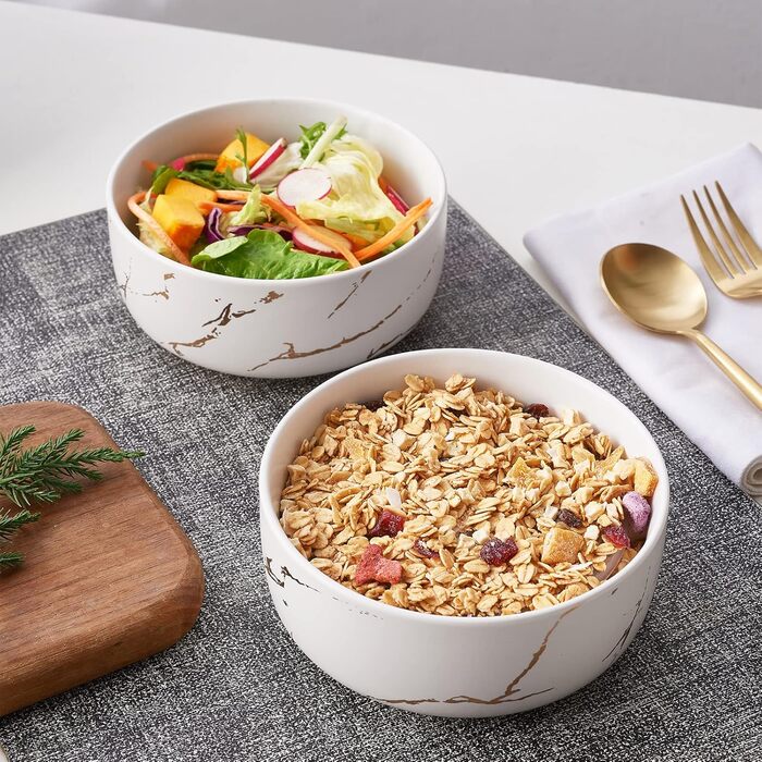 Набір посуду White Gold Splash, 12 предметів: тарілки та миски, преміум-посуд з тонкого порцеляну для 4 осіб, ідеальний для урочистих вечерь та весіль, колір 