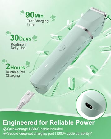 Електричний жіночий епілятор AREYZIN для інтимної зони, зарядний, водонепроникний, зелений