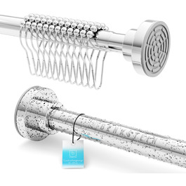 Висувна штанга для душу Benkstein® без свердління, 125-230 см - нержавіюча сталь, 12 кілець, телескопічна, стабільна, без свердління