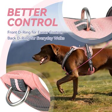 Шлейка для собак VIVAGLORY Easewalk, анти-тягнуча шлейка для тренувань та прогулянок, шлейка від тяги для цуценят з ручкою, анти-вислизаюча та постійна анти-тяга для цуценят та собак, XS, (Sakura-Rosa, XS: 25-51 см (обхват грудної клітки))