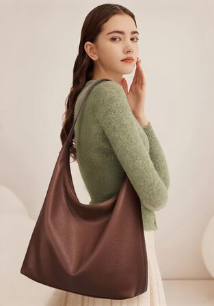 Сумка жіноча KALIDI Shopper з PU шкіри, велика сумка-тоут Hobo, темно-коричнева для роботи, навчання, повсякденного використання