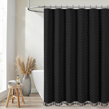 Штора для душу BTTN 180x180 см, Бохо, бежева з китицями, водонепроникна, з гачками (1 шт)