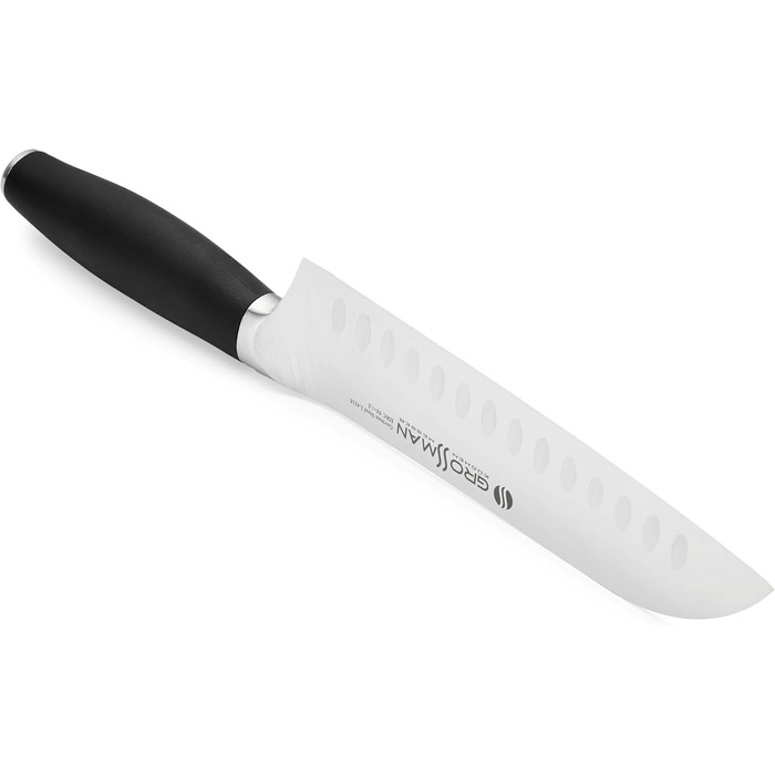 Ніж кухонний Grossman Santoku 29 см з нержавіючої сталі, ергономічна ручка