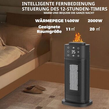 Керамічний обігрівач з низьким споживанням енергії, тихий, 2000W. 3 режими нагріву, таймер, функція зволоження повітря, захист від перегріву. Підходить для офісу, вітальні, спальні