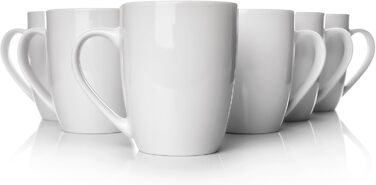 Набір кавових чашок BigDean 6 шт. 300 мл з якісного фарфору, білі, з ручкою, для розмальовування, стійкі до подряпин та ударів, придатні для миття в посудомийній машині